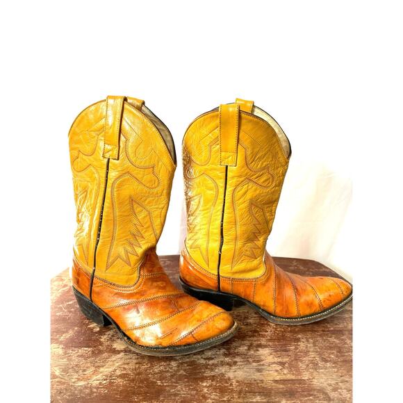 Vintage Champion Cowboy Boots Two-Tone Leather Western 7.5 - Picture 1 of 7